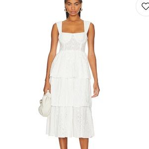 NWT WeWoreWhat Eyelet Corset Midi Dress